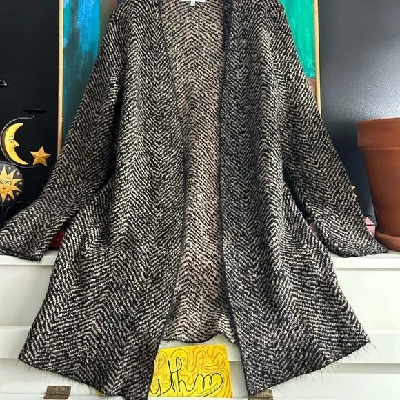 ALFRED SUNG Black and Tan Cardigan Medium - Picture 2 of 13
